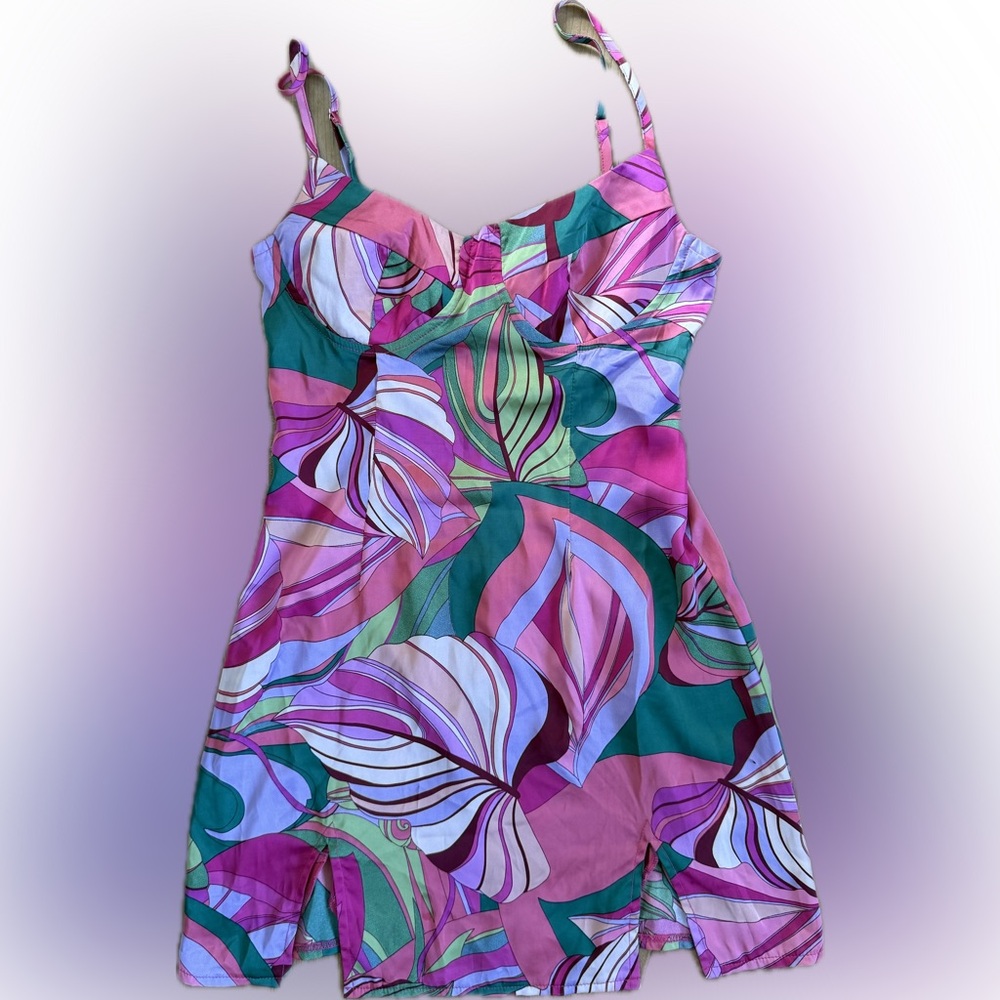 Satin Floral Mini Dress